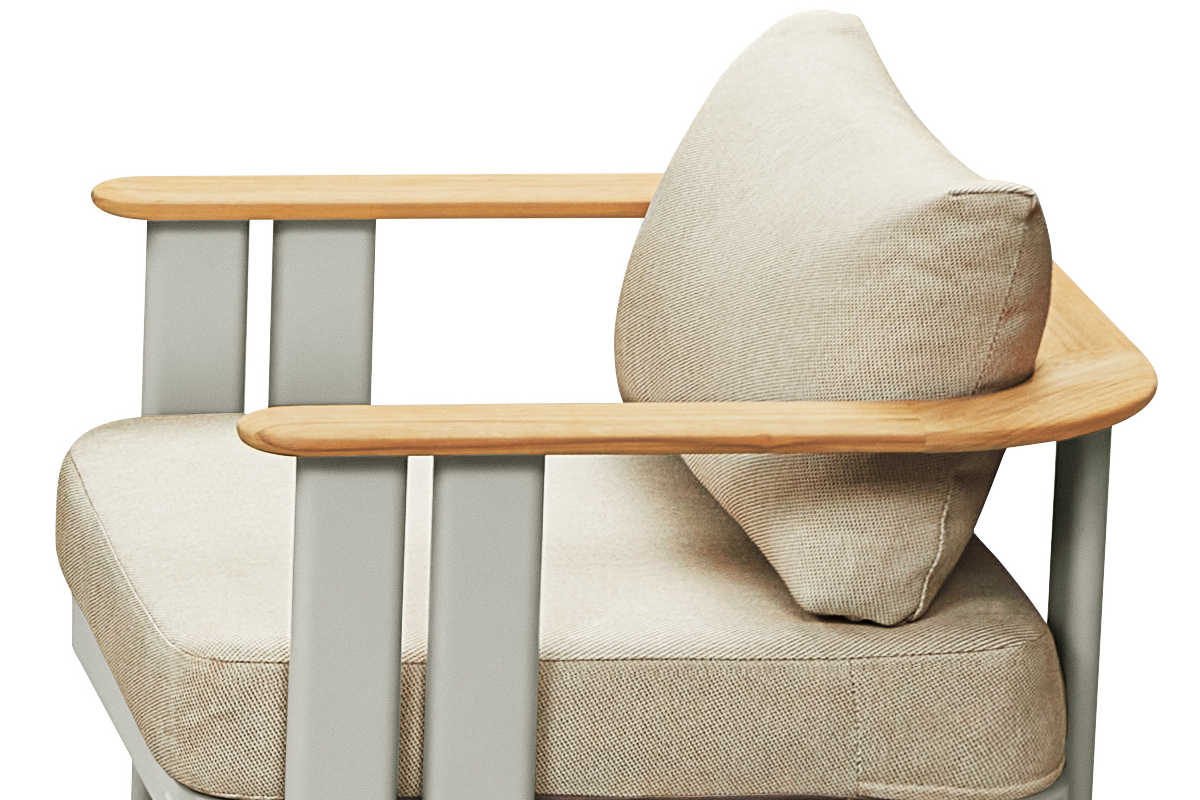 Close up of a natural oak armrest